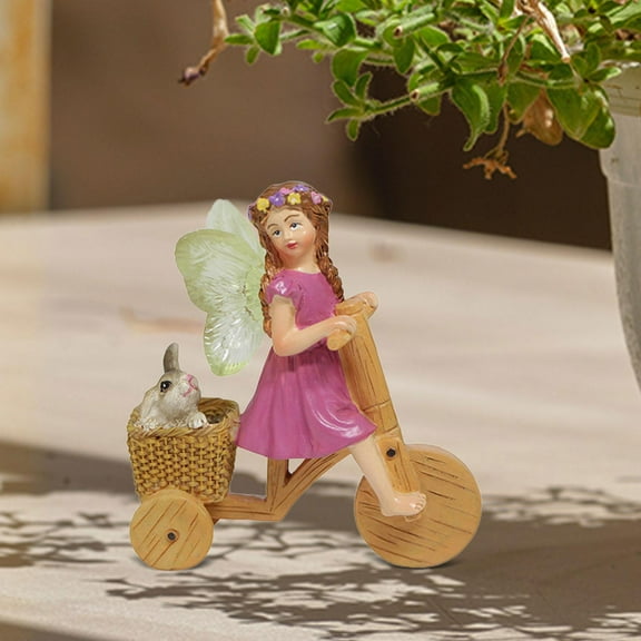 koolsoo Fairy Garden Accessories Fairy Garden Supplies Cycling Fairy Resin Figurine Outdoor Garden Yard Lawn Micro Landscape Ornament