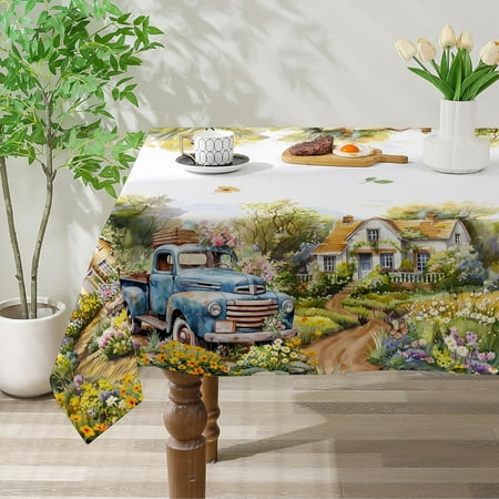 

Spring Tablecloth 60 x 12 for Rectangular Table - Home Spring Decor - Farmhouse Landscape Tablecloth Spring Decor for Home Table Party