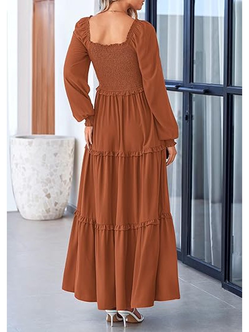 PRETTYGARDEN Women's Smocked Spring Maxi Dress Casual Fall Long Sleeve Square Neck Tiered A Line Flowy Dresses with Pockets - Walmart.com PRETTYGARDEN Women's Smocked Spring Maxi Dress Casual Fall Long Sleeve Square Neck Tiered A Line Flowy Dresses with Pockets - Walmart.com