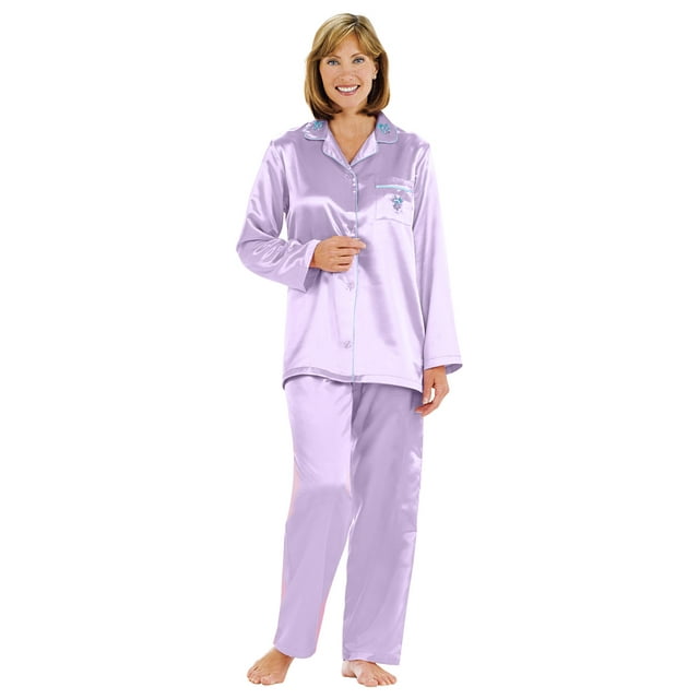 Brushed-Back Satin Pajamas - Walmart.com