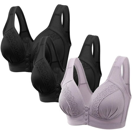 Crunowin Women s Sexy Adjustable Bra 3 Pack  Wire Free Comfort Push Up Full Coverage Fashion Solid Color Everyday Underwear Purple L
