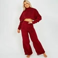 thumbnail image 2 of Cropped Top And Wide Leg Pants Lounge Set (L, SeaPink), 2 of 6