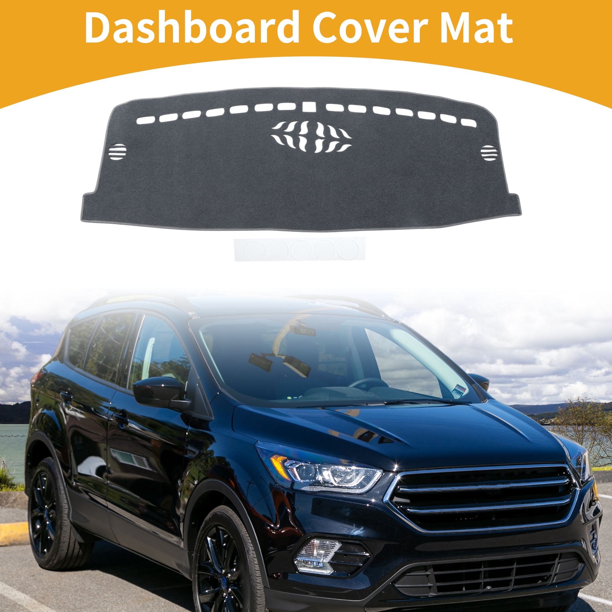 Unique Bargains Dashboard Cover Anti-Slip Dash Cover Mat Carpet for Ford ESCAPE 2020-2025 Polyester Gray