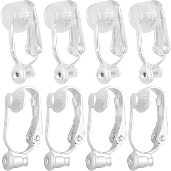Aylifu 12pcs Silver Clip-on Earring Converters Components with 12pcs Comfort Earring Pads for Non Pierced Ears Jewelry Making Findings