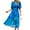 Blue, variant on IDOPIP Womens Summer Short Sleeve V Neck Wrap Maxi Dress Casual Boho Floral Wedding Guest Dresses