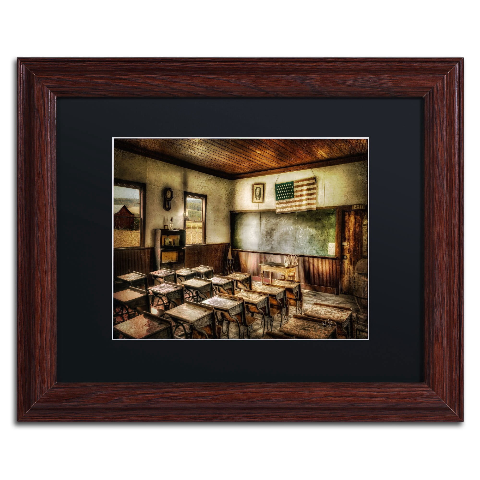 Trademark Fine Art "One Room School" Canvas Art by Lois Bryan, Black Mat, Wood Frame