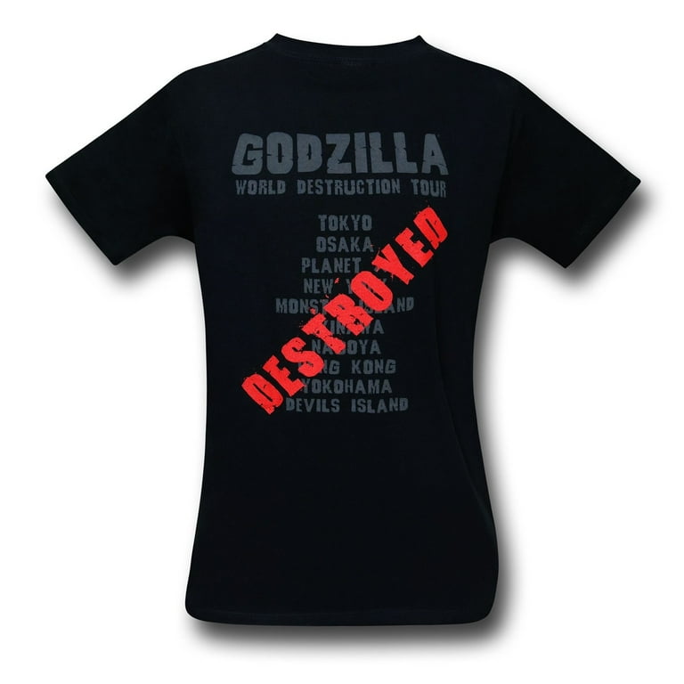Godzilla Men s World Destruction Tour T Shirt Black Small Walmart