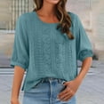 thumbnail image 6 of MYShe Women's 3/4 Sleeve Tops Dressy Casual Pleated V Neck Business Work Blouses Office Shirts Women's Blouse Sky Blue,XXL, 6 of 6
