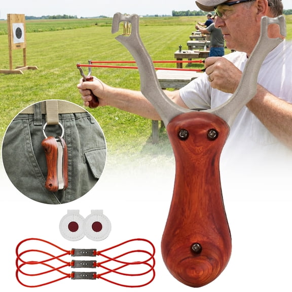 Clianle Foldable Hunting Slingshot, Pocket Slingshot Stainless Steel Catapult Toy for Adult
