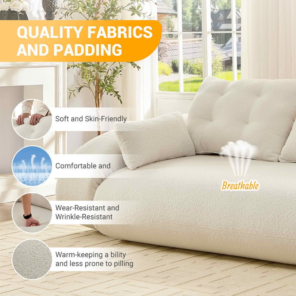MAYEERTY 78.7" Human Dog Lazy Sofa, 3-in-1 Sherpa Fleece Foldable Sofa Bed with 4 Pillows, Vacuum Packed No Assembly Couch for Living Room Playroom