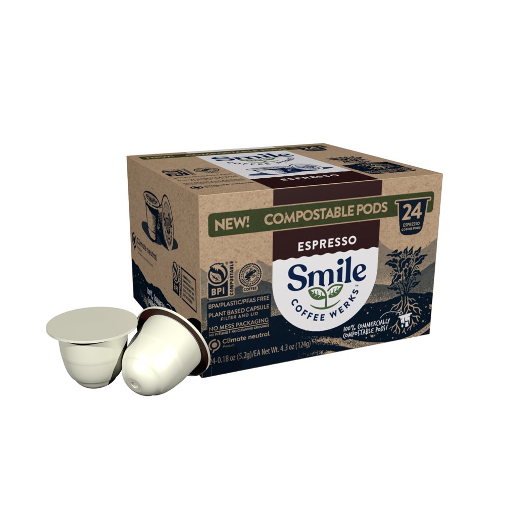 Smile Coffee Werks, Classic Espresso, Compostable Coffee Capsules
