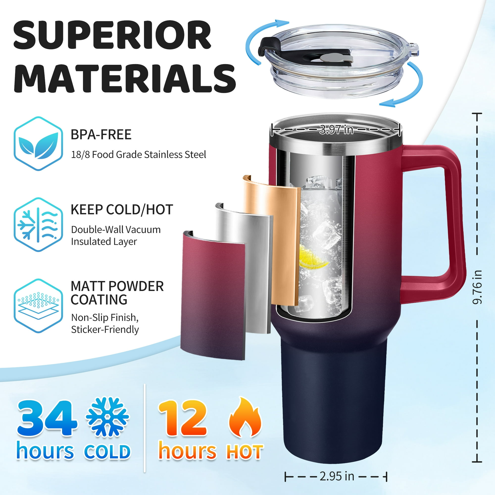 OOICO 40 Oz Insulated Tumbler with Handle photo 2