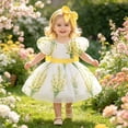 thumbnail image 2 of JAJAHO Toddler Baby Girls Princess Birthday Dress Flower Girl Party Tutu Wedding Formal Dresses Puff Short Sleeve Floral Print Tulle Gown 6M-3Y, 2 of 8
