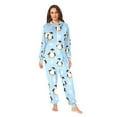 thumbnail image 4 of Adult Christmas Onesie Winter Snowflake Penguin Pattern Zipper One-Piece Pajamas Unisex with Pockets, 4 of 6