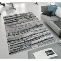 Dovelina 5'x7' Watercolor Abstract Stripe Woven Area Rug, Blue