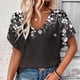 thumbnail image 2 of TaTaai 2026 Summer Women’s V Neck Tee Short Sleeve Loose Blouse Casual Solid Color Fashion Top Soft Polyester Daily Shirt Gift, 2 of 6