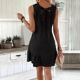 thumbnail image 6 of Ytndtr Women's Ruffle Hem Sleeveless Tank Dress Crew Neck Casual Jacquard Hem Smock Summer Mini Dresses, 6 of 7