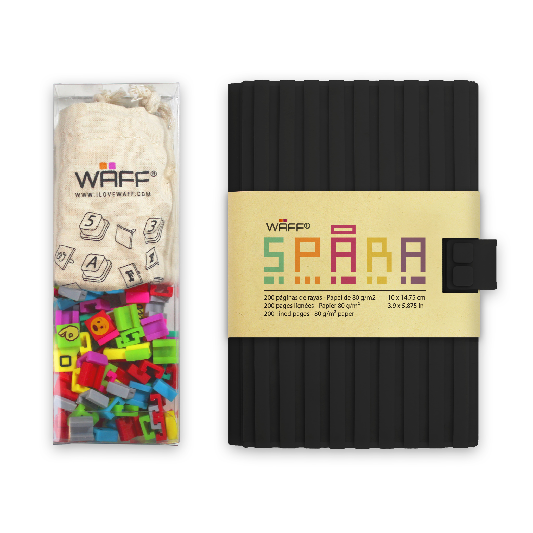 WAFF Black Writing Notebooks for Work Journal for Women 200 Paper Pages 5.75 x4 inch Cute Notebook