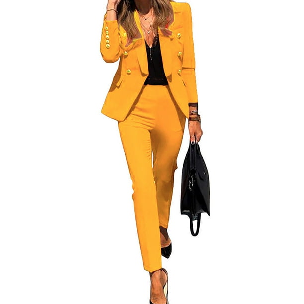Julycc Women's Jacket Pant Suits Office Formal Blazer Uniform OL Workwear 2  Piece Set - Walmart.com