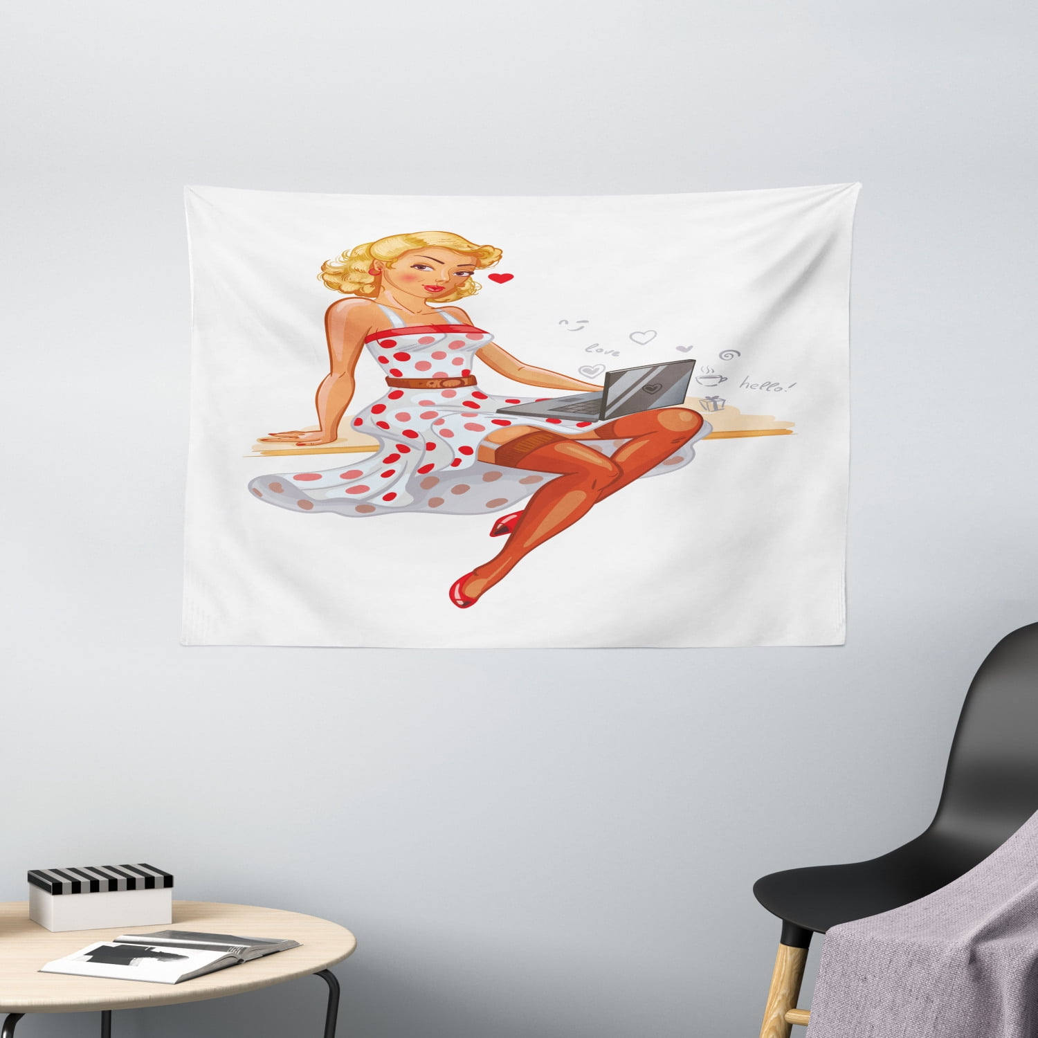 Pin up Girl Tapestry, Blonde Short Haired Pin Up Girl Red White Polka ... - DbeD0baf 2cb0 4ef7 B959 34617a9c59ef.478fca909cD4e945De86a77ec639c1c0