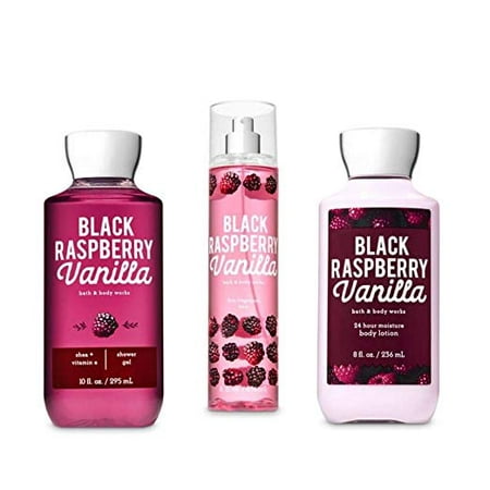 Bath and Body Works - Black Raspberry Vanilla - Shower Gel, Fine Fragrance Mist & Super Smooth Body Lotion - Daily Trio - Summer (Bath And Body Works Best Scents 2019)