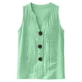 thumbnail image 4 of XuJwPNcy Cotton Linen Tank Tops for Women V Neck Sleeveless Tee Tops Summer Breathable T Shirts with Pocket for Beach, 4 of 7