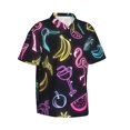 thumbnail image 2 of Men's Casual Short Sleeve Button Down Hawaiian Shirts,Neon Flamingo Banana Palm Trees Shirts Regular Fit Beach Summer Shirts with Front Pocket,L, 2 of 7