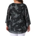 thumbnail image 4 of DARING DIVA Women's Plus Dressy V Neck Mesh Casual Flowy Blouse 1X Black, 4 of 6