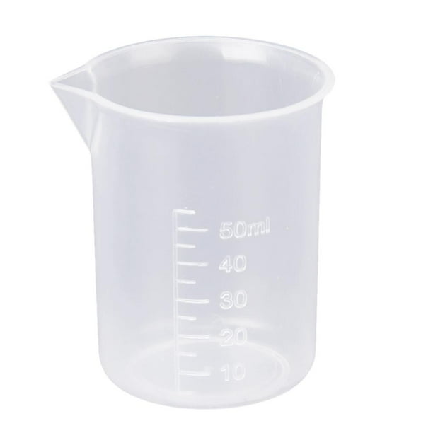 Vaso medidor graduado de plástico para pruebas de laboratorio 50/100/150/200/250/500 ml, 50ml