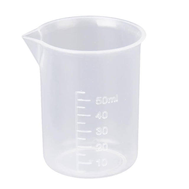Vaso medidor graduado de plástico para pruebas de laboratorio, 50/100/150/200/250/500 ml. 50ml