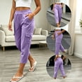 thumbnail image 2 of yillto Capris for Womens Straight Leg Pants with Pockets Fashion Cargo Outfit High Waist Dressy Pant, 2 of 7
