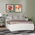 thumbnail image 2 of Woodpeckers Furniture and Mattress Queen Bed with Drawers & Bookcase Headboard & Mattress-Color:White, 2 of 2