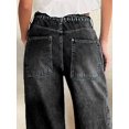 thumbnail image 4 of Pantalones vaqueros anchos con diseño de flamencos, cintura media, negros, 2XL, para mujer, 4 of 6