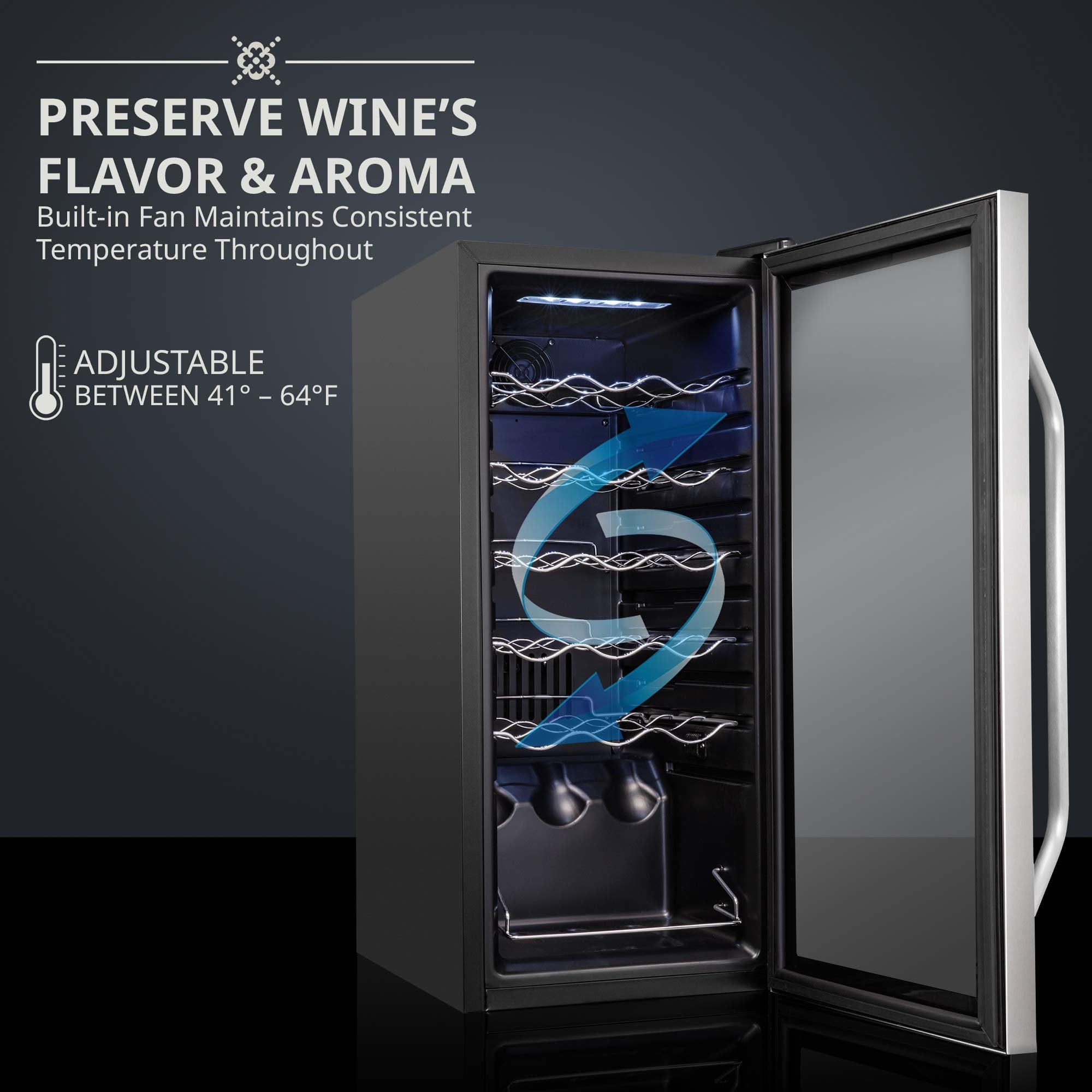 IVATION 18-Bottle Compressor Wine Refrigerator with Lock, Stainless Steel