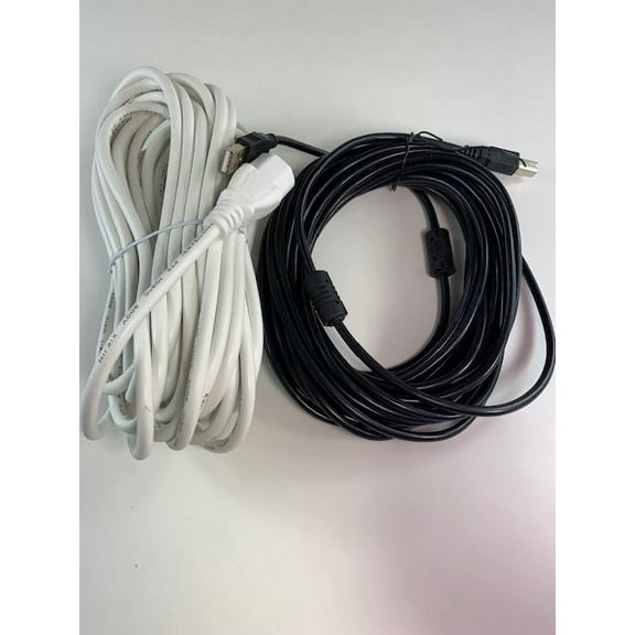 [UL Listed] OMNIHIL White 30FT AC Power Cord 30FT USB-B Cable Compatible with Peachtree Audio M24 Powered Speakers
