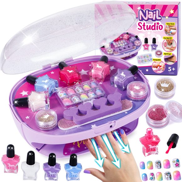 Set de esmaltes de uñas Golray Kids con secador, esmalte, pegatinas y más
