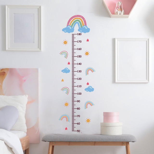 Adhesivos de pared con gráficos de altura, dibujos animados con diseño de arcoíris