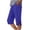 Blue, variant on Women's Capris Summer Boho Royal Court Style Side Slit Bottoms Trousers with Pockets Drawstring Elastic Hight Waist Casual Straight Leg Capri Pants White XXL