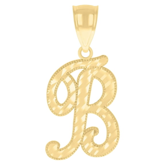10kt Yellow Gold Unisex Initial B Script Alphabet Charm Pendant
