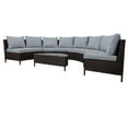thumbnail image 4 of 5 Pieces Half Moon Outdoor Sectional Sofa Set, Patio All-Weather PE Wicker Furniture with Pillows, Cushions and Half-Moon Tempered Glass Table, Gray, 4 of 12