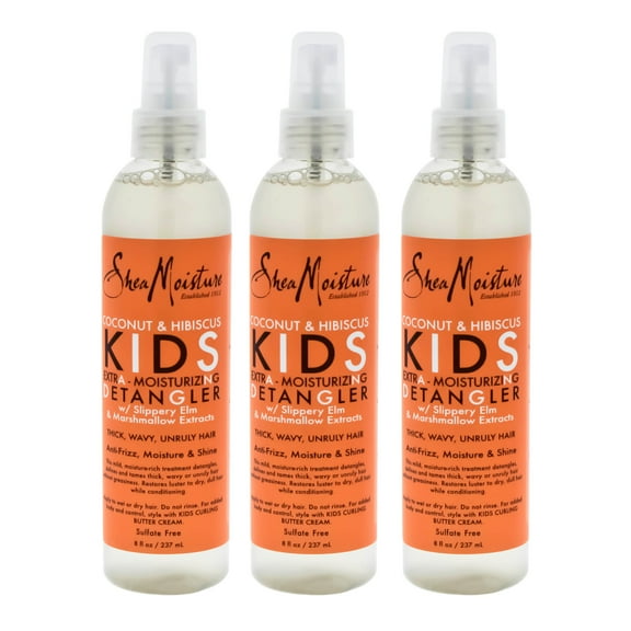 Shea Moisture Coconut and Hibiscus Kids Extra-Moisturizing Detangler - Pack of 3, 8 oz Detangler