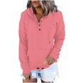 thumbnail image 2 of ICHUANYI Clearance Women's Oversized Sweatshirts Long Sleeve Button Fashion Trendy Sweatshirt Jackets Hooded Cute Comfy Clothes(Pink, M) ICHUANYI WER2023081513526, 2 of 8