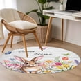 thumbnail image 4 of Grey Easter Round Area Rug 3.3Ft Washable Circle Rugs for Dining Room Table, Spring Watercolor Tulip Flower Plant Wood Grain Non-Slip Carpet Floor Mats Indoor Outdoor Carpet Runner Home Decor, 4 of 8
