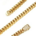 thumbnail image 2 of Gold Plated Cuban Link Chain Necklace for Men Women Stainless Steel Jewelry, 2 of 6