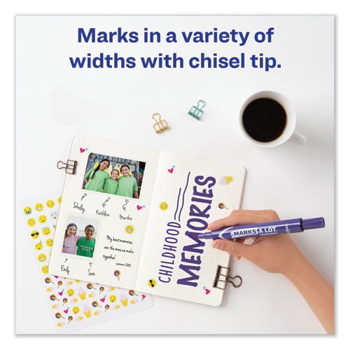 Marks A Lot Large Desk-Style Permanent Marker, Broad Chisel Tip, Purple, Dozen (8884) | Bundle of 2 Dozen