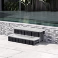 thumbnail image 1 of Universal Spa Hot Tub Step with Storage Outdoor Indoor Compartment Spa 2-Step Stool Pool Ladder Handi Step Slip Resistant Striped Light Gray+Black, 1 of 9