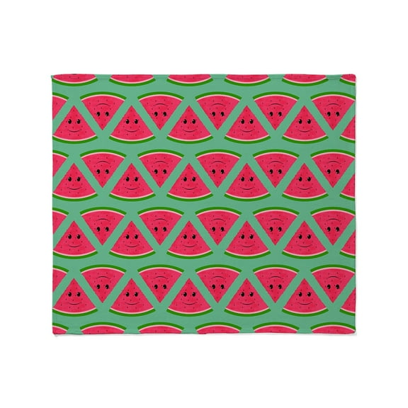 CafePress - Smiling Cartoon Watermelon Pattern Throw Blanket - Soft Fleece Throw Blanket, 50"x60" for All Ages