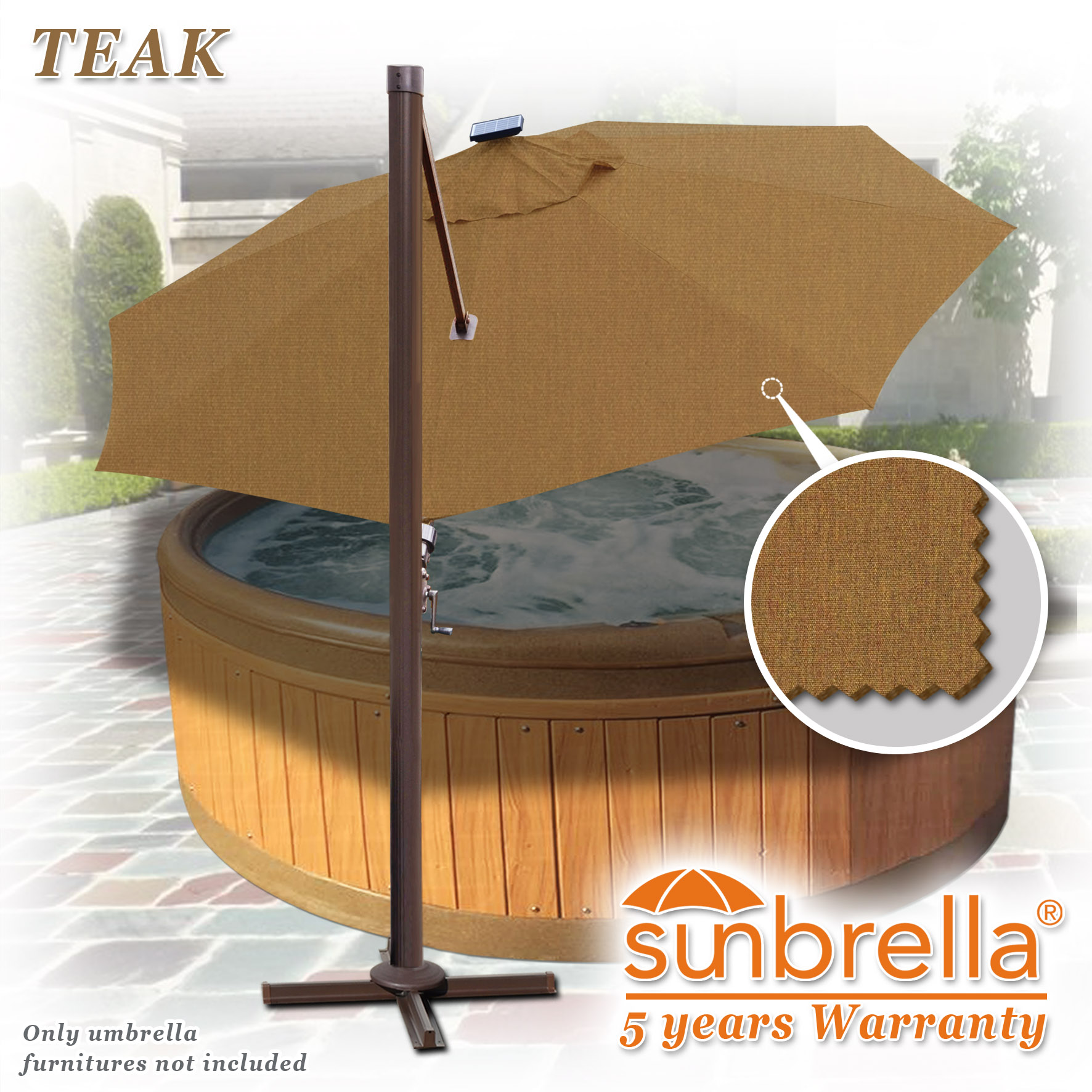 Sunny 11.5' Deluxe Cantilever Big Roma Umbrella Hanging Offset Solar Umbrella UV50+ Tilt & 360'C Rotation Patio Heavyduty Outdoor Sunshade Cantilever Crank Sunbrella Cover