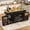 Black 63", variant on 63" Large Kitchen Island with Sliding Drop Leaf Countertop, Rolling Kitchen Cart with Trash Can Storage & Power Outlet, Rubber Wood Top Island Table on Wheels with 7 Spice Racks