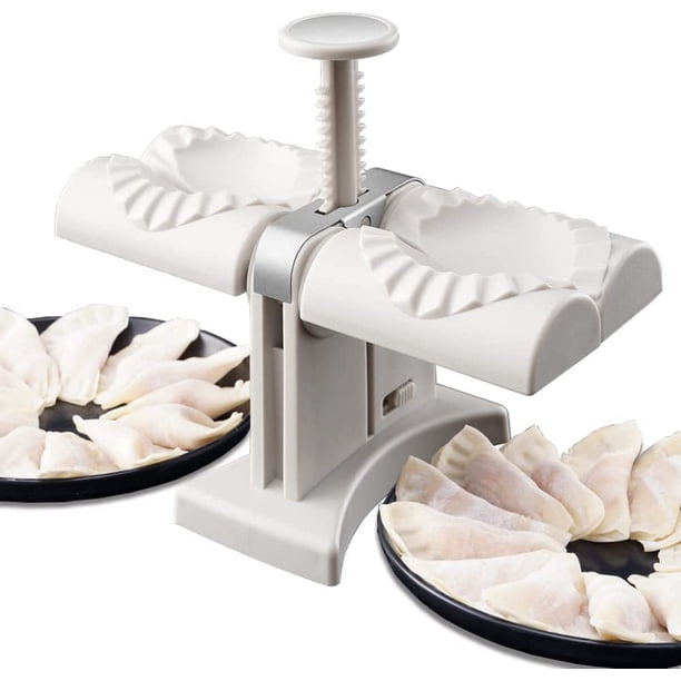 Máquina automática para hacer bolas de masa, prensa manual para ravioles, juego de prensa para bolas de masa, molde de doble cabeza para hacer 2 a la vez, herramienta rápida para hacer empanadas para
